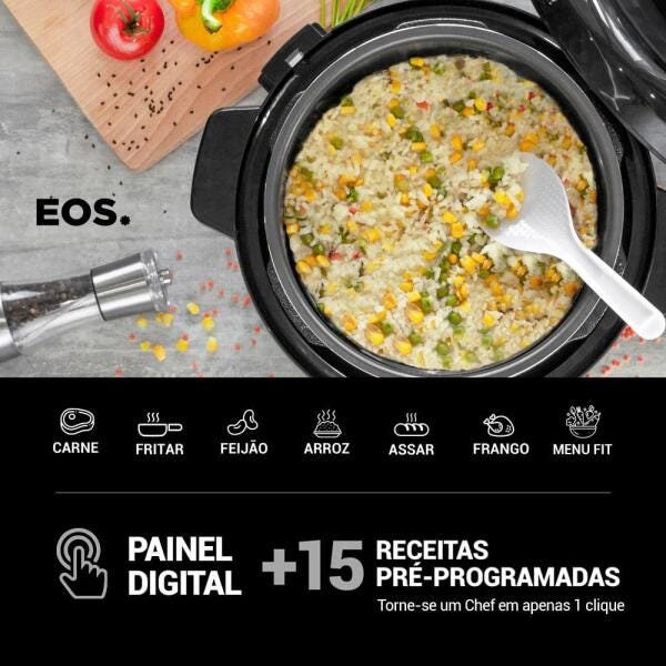 Panela de Pressão Elétrica Eos Multicooker Digital 6L Titanium Epp60Dt 220V 220V - 6