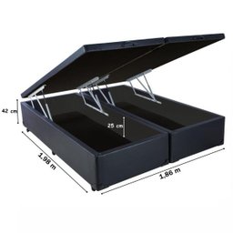 Cama Box Baú Bipartida King Medida Especial Corino Preto 186x198 - 2