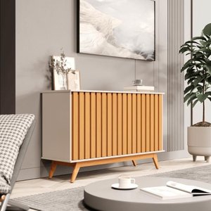 Balcao Buffet 3 Portas Ripado 1,36 Juçara Off White Nature