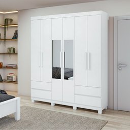 Guarda-Roupas Zeus 6 portas C/esp E C/pes Pvc Branco 2.3 Móveis Lopas - 2