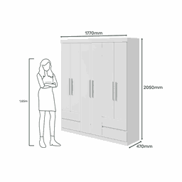 Guarda-Roupas Zeus 6 portas C/esp E C/pes Pvc Branco 2.3 Móveis Lopas - 4