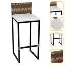 Ver imagem 1 de Banqueta Quadrada Junco Cappuccino para Balcão Ilha Cozinha Área Gourmet Bancada Piscina Bar