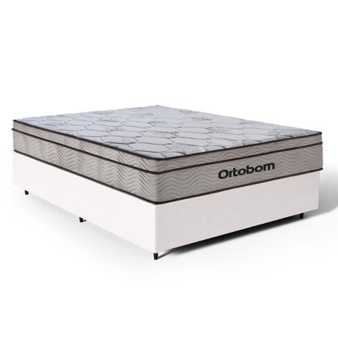 Cama Box com Colchão Ortobom de Molas Ensacadas Pillow In Pro Vida Casal 138cm