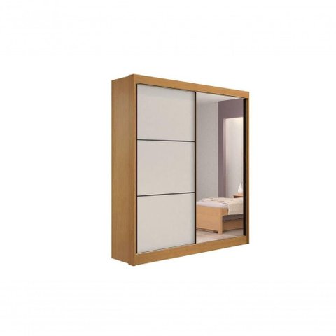 Guarda Roupa Casal Athenas 2 Portas 3 Gavetas com Espelho sem Pés - D' Doro Cinamomo/off White