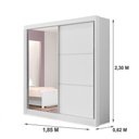 Ver imagem 3 de Guarda Roupa Casal Athenas 2 Portas 3 Gavetas com Espelho sem Pés - D' Doro Cinamomo/off White