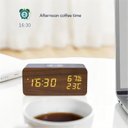Ver imagem 3 de Relógio Digital de Madeira Carregador por Indução Controle de Voz Data Hora Temperatura 3 Alarmes Se