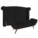 Ver imagem 1 de Cabeceira Cama Box Casal Queen 160cm Provença com Calçadeira Vêneto P02 Veludo Preto - Mpozenato