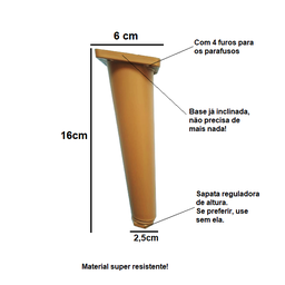 Kit 8 Pés Palito Já Inclinados Sofás Poltronas Racks Mel 16cm - 2