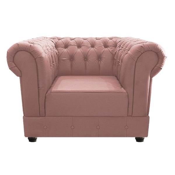 Poltrona Decorativa Chesterfield Ana Suede Rosê - ADJ Decor - 2