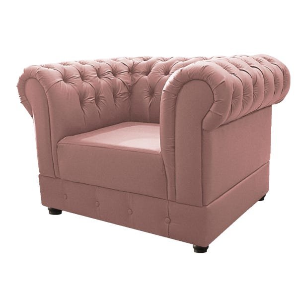 Poltrona Decorativa Chesterfield Ana Suede Rosê - ADJ Decor - 1