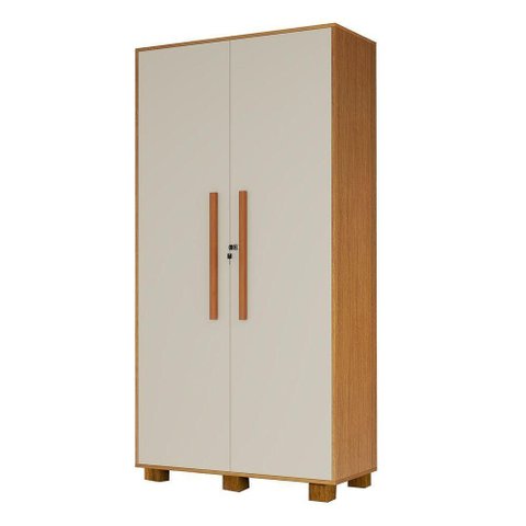 Armário Multiuso 100% Mdf 2 Portas C/ Chave Dream Off White/naturale
