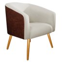 Ver imagem 2 de Kit 2 Poltronas Luiza Couro Ecológico Nozes e Linho Bege - Adj Decor