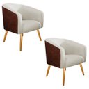 Ver imagem 1 de Kit 2 Poltronas Luiza Couro Ecológico Nozes e Linho Bege - Adj Decor