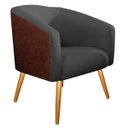 Ver imagem 2 de Kit 2 Poltronas Luiza Couro Ecológico Nozes e Linho Chumbo - Adj Decor
