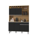 Ver imagem 2 de Balcão de Cozinha Delara 6 Portas 1 Gaveta MDP 130cm Amêndoa Preto AJL Móveis