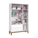 Ver imagem 3 de Jogo de Quarto Infantil Classic Guarda Roupa 3 Portas e Cômoda 6 Gavetas Branco Fosco com Pés Amadei