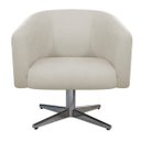 Ver imagem 2 de Poltrona Luiza Base Giratória de Metal Couro Ecológico Nozes e Linho Bege - ADJ Decor