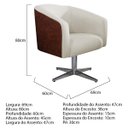 Ver imagem 3 de Poltrona Luiza Base Giratória de Metal Couro Ecológico Nozes e Linho Bege - ADJ Decor