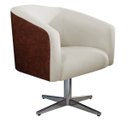 Ver imagem 1 de Poltrona Luiza Base Giratória de Metal Couro Ecológico Nozes e Linho Bege - ADJ Decor