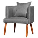 Ver imagem 1 de Poltrona Decorativa Liz Linho Pés Palito Madeira - Estopar Poltrona Liz Linho Linho Cinza