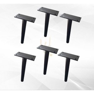 Kit 6 Pezinhos Móveis Multiuso 18cm Aço Preto Pé Casa