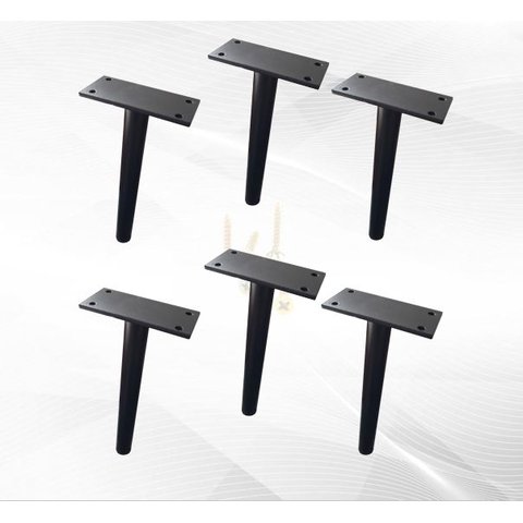 Kit 6 Pezinhos Móveis Multiuso 18cm Aço Preto Pé Casa