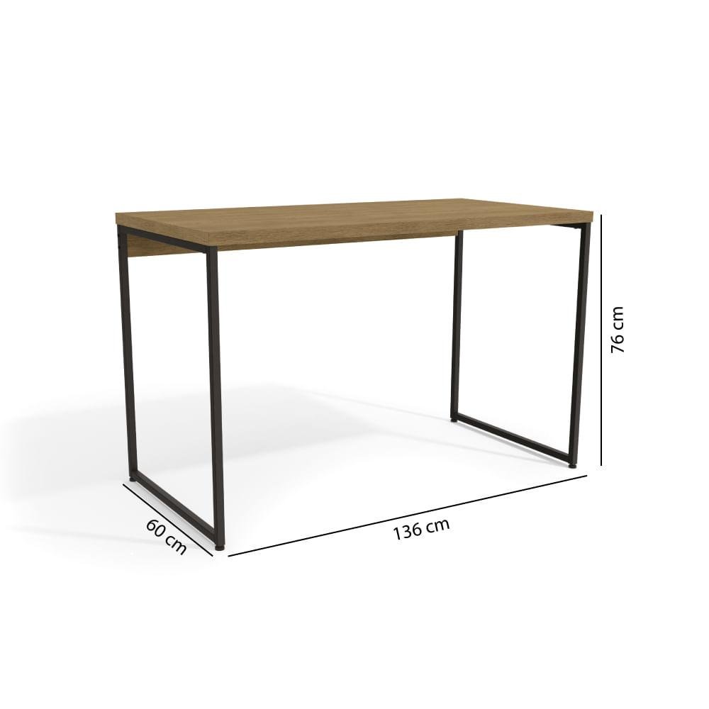 Mesa de Escritório Industrial 136 cm - Freijó/Preto - 4