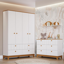 Ver imagem 1 de Quarto Bebê Completo Cômoda 6 Gavetas Guarda Roupas 4 Portas 100% Mdf