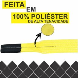 Cinta para Elevação de Carga 3 ton x 1 mts Fator Segurança 7:1 - 90mm Amarela Normatizada NBR - 5