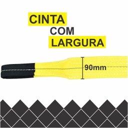 Cinta para Elevação de Carga 3 ton x 1 mts Fator Segurança 7:1 - 90mm Amarela Normatizada NBR - 4