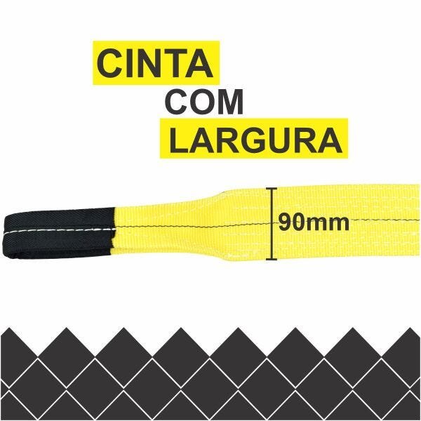 Cinta para Elevação de Carga 3 ton x 3 mts Fator Segurança 7:1 - 90mm Amarela Normatizada NBR - 4