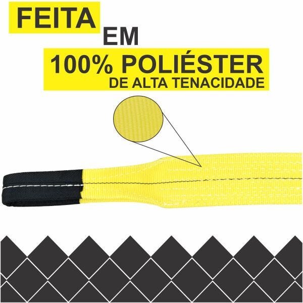 Cinta para Elevação de Carga 3 ton x 3 mts Fator Segurança 7:1 - 90mm Amarela Normatizada NBR - 5