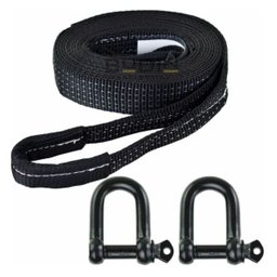 Cinta Fita para Reboque 5 Ton X 3 Mts com Duas Manilhas 1/2" Black Edition - 4x4 Off Road Trilhas - 1