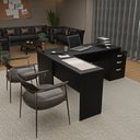 Ver imagem 2 de Conjunto de Escritório Mesa Pedestal em L 3 Gavetas Netmobil - Preto