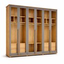 Ver imagem 3 de Guarda-Roupa Casal 6 Portas com Vidro Reflecta e LED 4 Gavetas Internas 3 Maleiros Royal Cinza/Cinamomo Grafite
