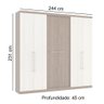 Guarda-Roupa 6 Portas THB Passione 4456 com 4 Gavetas Carvalho Sensitive/Teka Sensitive - 4
