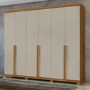 Ver imagem 1 de Guarda-roupa Casal Alonzo 6 Portas 4 Gavetas 100% Mdf Amêndoa Clean/off White - Móveis Lopas
