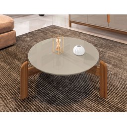 Mesinha de Centro Lizz Oblonga Off White/cedro       - 1