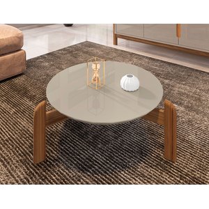 Mesinha de Centro Lizz Oblonga Off White/cedro      
