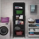 Ver imagem 5 de Armário Multiuso 2 Portas com Chave Organizador Home Office Lavanderia Preto - Lh Móveis