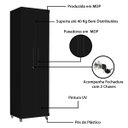 Ver imagem 7 de Armário Multiuso 2 Portas com Chave Organizador Home Office Lavanderia Preto - Lh Móveis