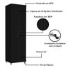 Armário Multiuso 2 Portas com Chave Organizador Home Office Lavanderia Preto - Lh Móveis - 7