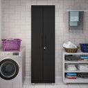 Ver imagem 2 de Armário Multiuso 2 Portas com Chave Organizador Home Office Lavanderia Preto - Lh Móveis