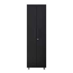 Armário Multiuso 2 Portas com Chave Organizador Home Office Lavanderia Preto - Lh Móveis - 4