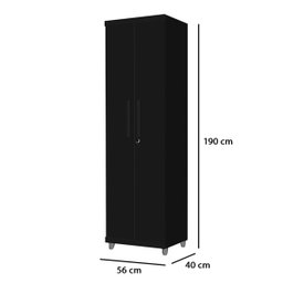 Armário Multiuso 2 Portas com Chave Organizador Home Office Lavanderia Preto - Lh Móveis - 6