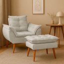 Ver imagem 1 de Kit Poltrona e Puff Opala Cadeira para Sala e Quarto Confortável e Reforçada Clínica e Recepção Sued