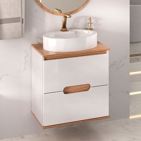 Gabinete Beatriz 60cm Suspenso - Fabribam Branco/catedral