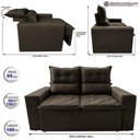 Ver imagem 2 de Sofá 3 Lugares Retrátil e Reclinável 1.80m Cama Inbox Smal com Bordado Pantográfico Suede Café