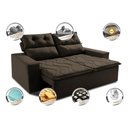 Ver imagem 3 de Sofá 3 Lugares Retrátil e Reclinável 1.80m Cama Inbox Smal com Bordado Pantográfico Suede Café