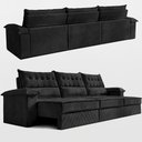 Ver imagem 7 de Sofá Retrátil e Reclinável 3,90m com Molas e Espuma D33 Thunder Velusoft Preto Cama Inbox
